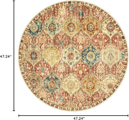 Lahome Moroccan Washable Round Rugs, Non-Slip Soft Round Rug 4ft Ultra-Thin | - Image 2