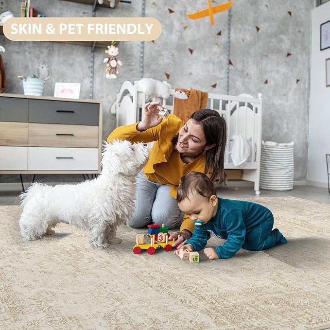 Aelenmu 8x10 Area Rugs for Living Room Washable Bedroom Dining Room Beige | - Image 8