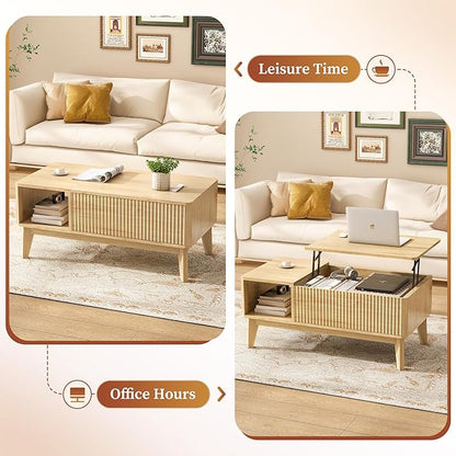 LYNCOHOME Fluted Lift Top Coffee Table - Image 3