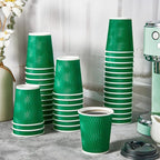 100 Count 8 OZ Coffee Cups with Lids, Insulated Ripple Wall Paper Hot Coffee Cups for Hot Drinks