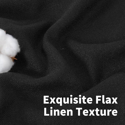YoungsTex Black Linen Semi Sheer Curtains 42 x 63 Inch Length 2 Panels | Light - Image 3