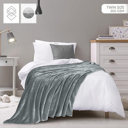 Utopia Bedding Soft Fleece Bed Blanket Twin Size Ash Grey | Microfiber Plush - Image 2
