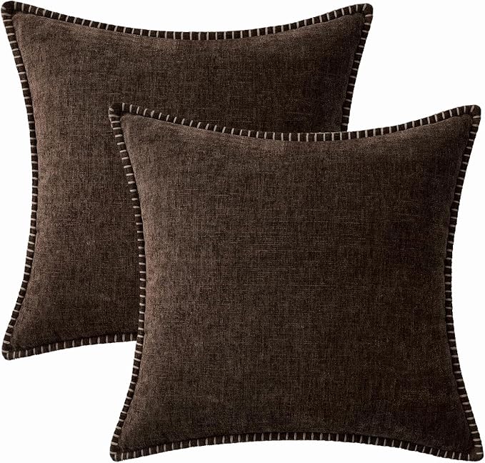 MIULEE Decorative Couch Throw Pillow Covers 20x20 Inch Dark Brown 2 Pack | - Image 8