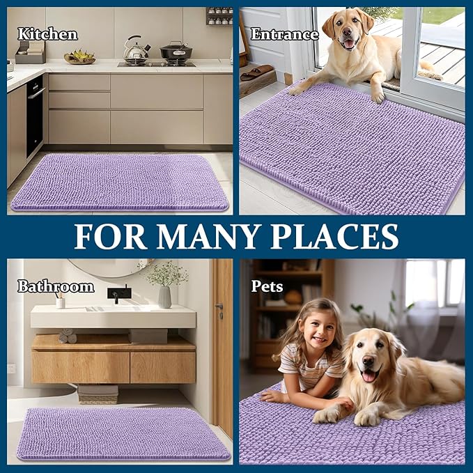 OLANLY Dog Door Mat for Muddy Paws 59x24, Super Absorbent Chenille Mud Mat | - Image 8