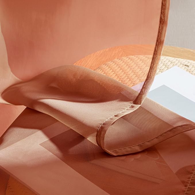 MIULEE 4 Panels Fall Burnt Orange Sheer Curtains 54 x 108 Inches | Light - Image 7