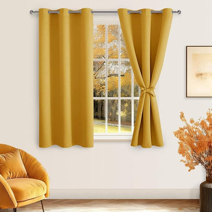 Blackout Curtains for Bedroom, Mustard Yellow 42 x 54 Inch 2 Panels | Thermal - Image 8