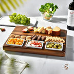 Shanik Large Acacia Wood Charcuterie Board Set with 3 Removable Ceramic Bowls & Serving Utensils - Housewarming, Wedding, Bridal Shower, Home and Kitchen, New Home Gift Ideas for Women, Gifts for Her