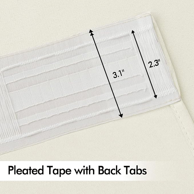 MIULEE Cream Back Tab Blackout Curtains 52x63 Inches Long 2 Panels Set | Rod - Image 4