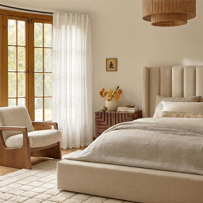 NICETOWN Linen Blend Semi Sheer 108 inch Curtains, Grommet Thick Flax Linen - Image 7