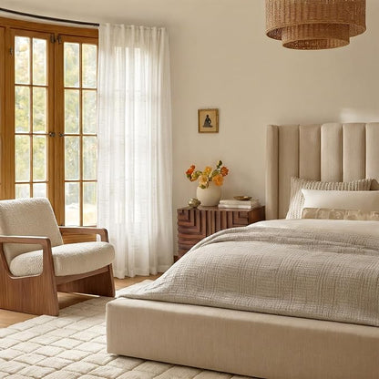 NICETOWN Linen Blend Semi Sheer 108 inch Curtains, Grommet Thick Flax Linen - Image 7
