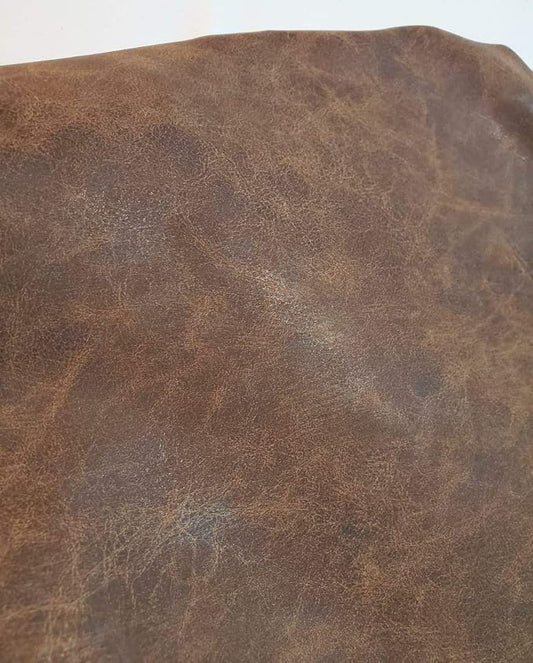 NAT Leathers™ | Brown Distressed 2 Tone Oily Faux Vegan Leather Sheet | 5 Yard by NATLeathers