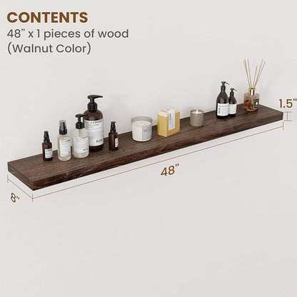 Floating Shelves for Wall Decor, 8 Inch Deep Rustic Solid Elm Wood Floating - Image 2