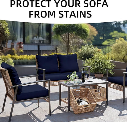 14PCS Patio Cushion Covers, Patio Furniture Couch Seat Slipcovers | Washable - Image 3