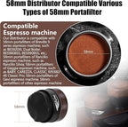 IKAPE 58MM Coffee Distributor, New Wooden Handle Design, Gravity Adaptive Espresso Distributor Fits All 58.35MM Espresso Portafilter, Compatible with 58.35MM Rancilio Bottomless Portafilter