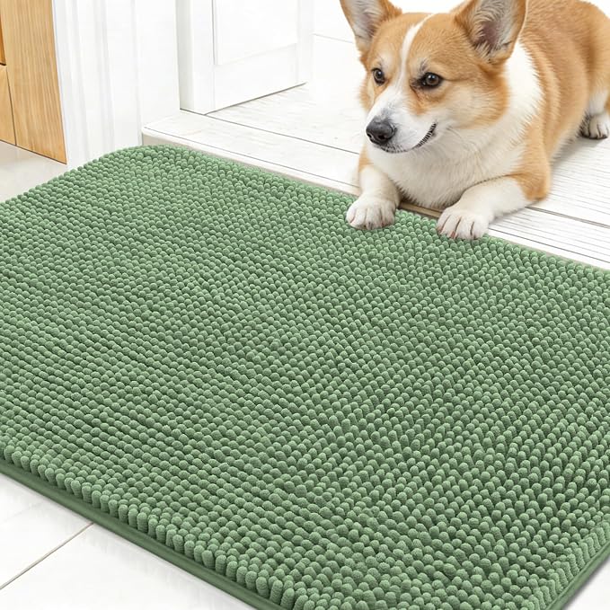 OLANLY Dog Door Mat for Muddy Paws 30x17, Super Absorbent Chenille Mud Mat | by OLANLY