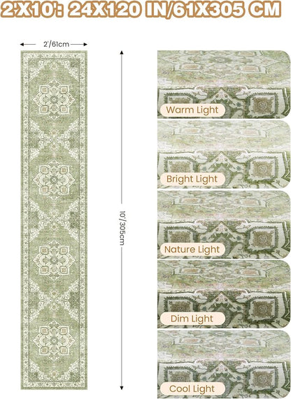 Runner Rug 2x10, Washable Rugs for Entryway Rug, Light Green | Non Slip Kitchen - Image 9