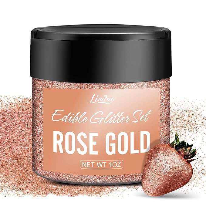 Edible Glitter - 30g Edible Luster Dust Metallic Food Grade Coloring Glitter for Drinks, Baking, Cake Decorating - Edible Dust Powder Shimmer Sprinkle Powder for Icing, Cocktail, Candy (Rose Gold)