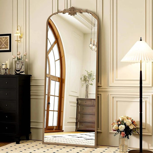 Besdomus Vintage Mirror Full Length: 21x56 French Gold Arched Full Body Mirror by Besdomus
