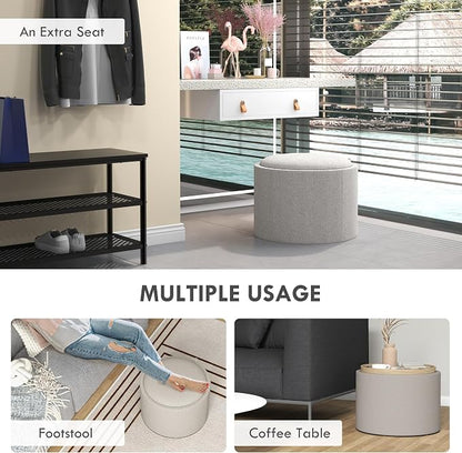HOMCOM Round Storage Ottoman - Image 7