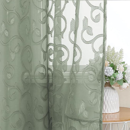 Furman Sheer Sage Green Curtains 84 inches Long - Image 3