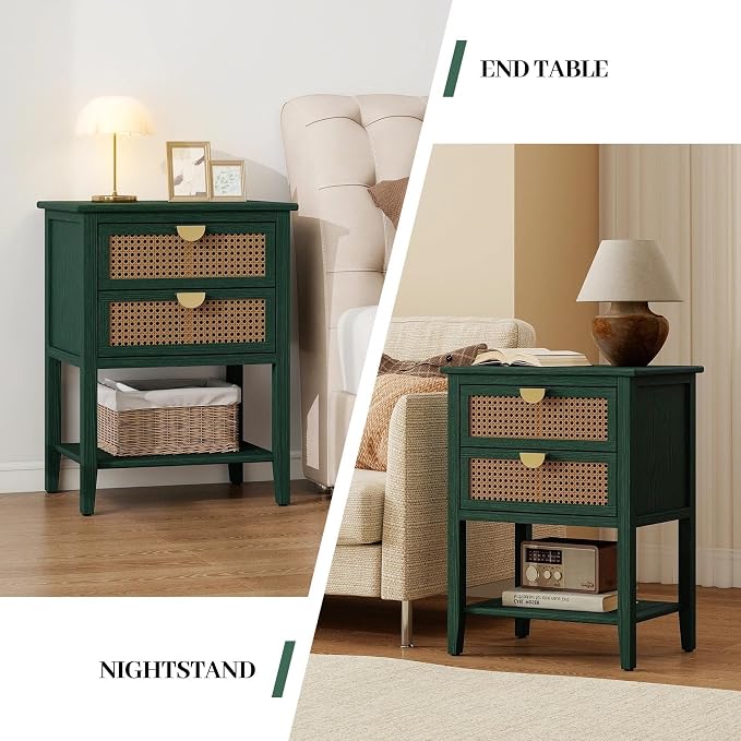 22" Green Accent Side Cabinet, Boho Storage Cabinet - Image 4