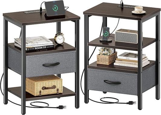 SUPERJARE Nightstand Set of 2, Bed Side Tables by SUPERJARE