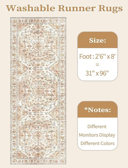 SERISSA 2'6"x8' Washable Non Slip Boho Runner Rug - Image 6