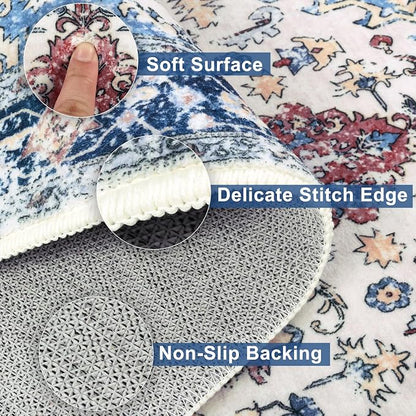 Yamaziot Washable Runner Rug, 2x8 Non-Slip Boho Vintage Hallway Kitchen Rug | - Image 4