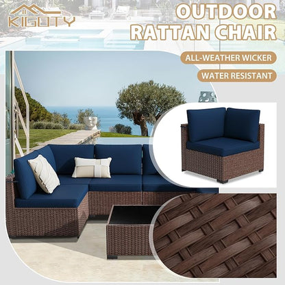 KIGOTY 7-Piece Patio Furniture Set, All-Weather PE Rattan Outdoor Sectional Sofa - Image 6