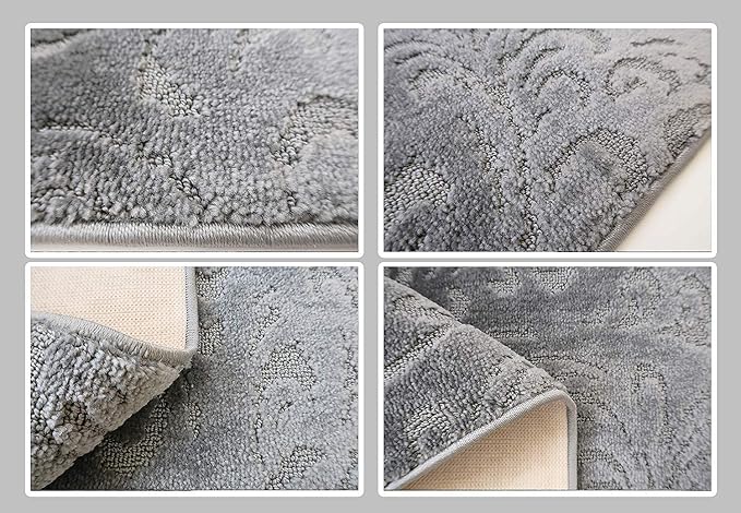 Custom Length Hallway Runner Rug, Slip Resistant, Floral Grey, 26 Inch X 8 feet - Image 5