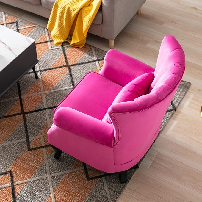 Mid Century Accent Chair Modern Tufted Wingback Armchair Club Chair Velvet - Image 6