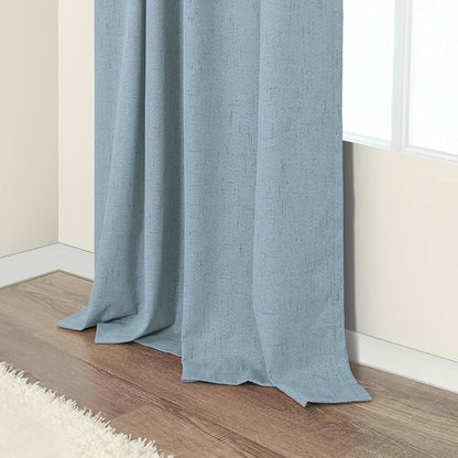 Light Blue Curtains for Bedroom 63 Inch Length 2 Panels Neutral Linen Textured - Image 8
