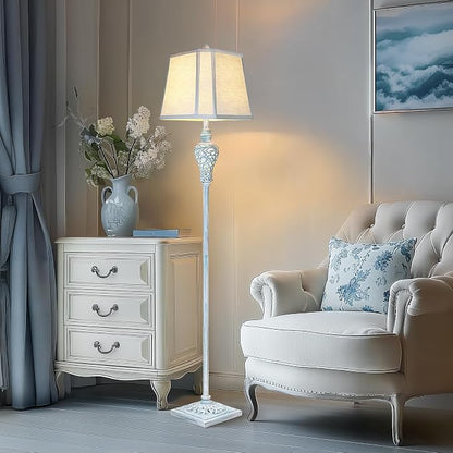 Vintage Floor Lamp with Nightlight, Washed Blue Finish Farmhouse Style Design - Image 6