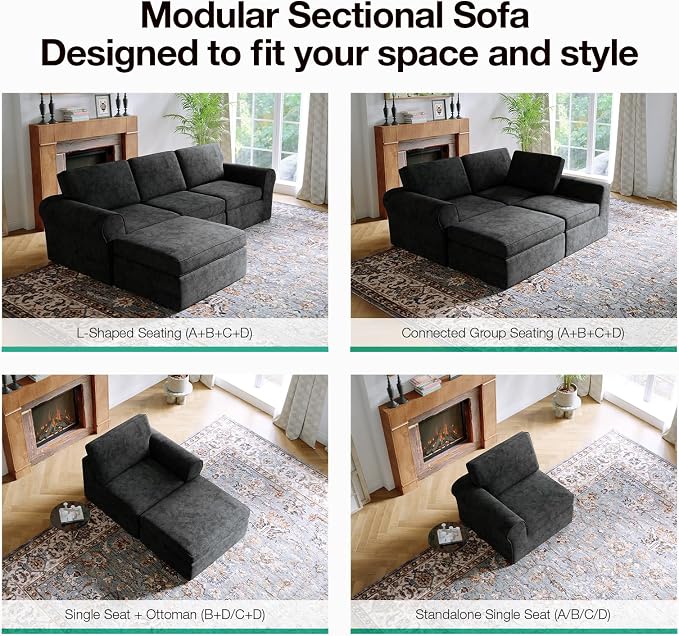 Novilla 138" Modular Sectional Sofa, Modular Sectional Couches - Image 18