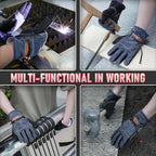 YESWELDER Leather Work Gloves for Men or Women，Suitable for welding | gardening |construction etc. Cowhide leather with cotton lining, wrist closure, grippy and durable.Reinforced palm,Black-gray L