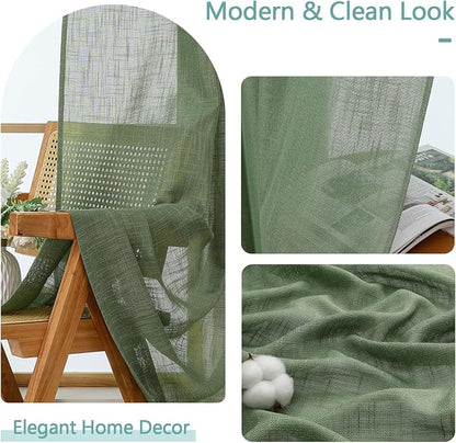 Chyhomenyc Semi Sheer Curtains 63 Inch Length 2 Panels - Image 8