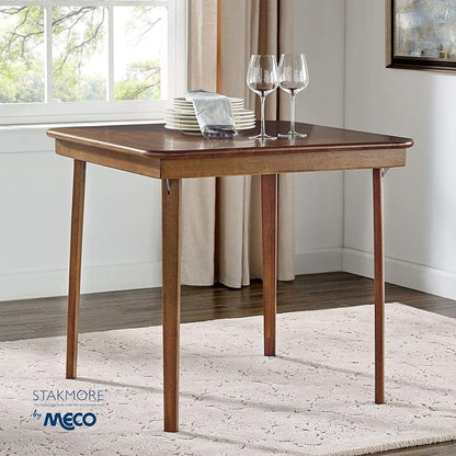 MECO Stakmore Classic Straight Edge Solid Wood Folding Card Table, Cherry Frame - Image 2