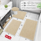 Arotive Luxury Chenille Bathroom Rug Mat, Extra Soft Thick Absorbent Shaggy Bath Rugs, Non-Slip Machine Wash Dry, Plush Bath Mats for Bathroom, Shower and Tub, 34x21, Cream Beige