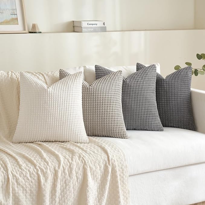 MIULEE Timeless Neutral Pillow Covers 18x18 Inch Set of 4 Mid Century Modern - Image 3
