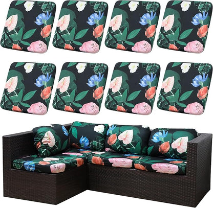 8PCS Patio Cushion Covers.Patio Furniture Couch SeatSlipcovers | Washable by SUKAIKEQA