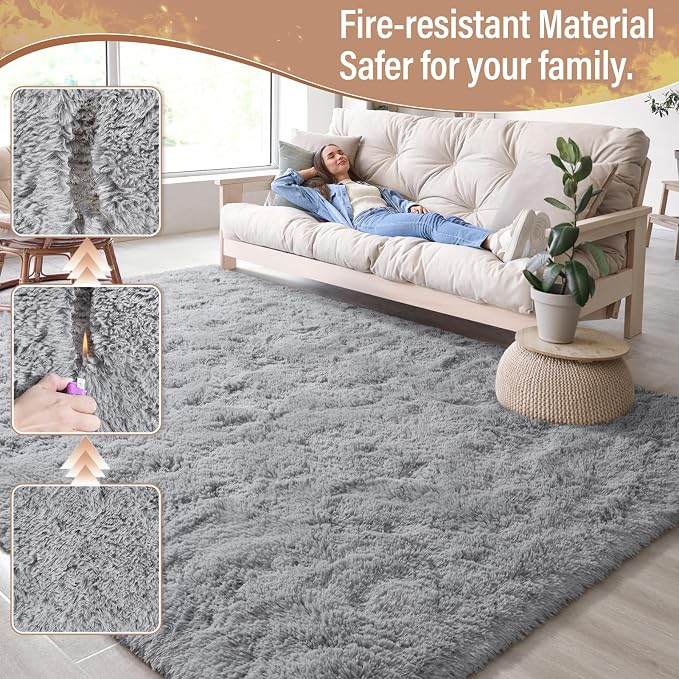 LOCHAS 5x8 Area Rugs Fluffy Living Room Carpets - Image 3