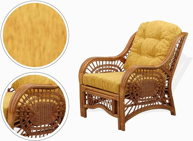 Malibu Lounge Set of 4: 2 Natural Rattan Wicker Chairs, Three-Seater Sofa - Image 6