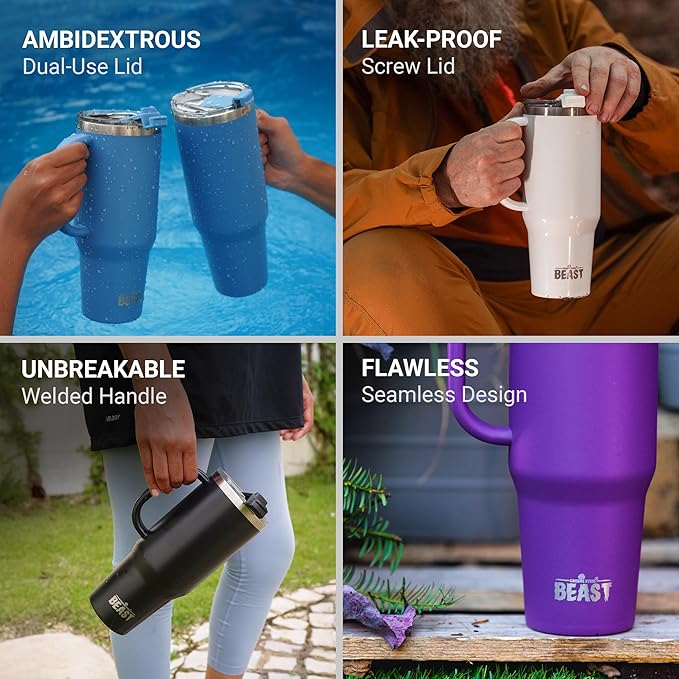 Beast 50 oz Tumbler Stainless Steel Vacuum Insulated Coffee Ice Cup Double Wall Travel Flask (Stormy Sky Blue)