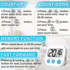 ZILLEEN Kitchen Timer Digital with Magnetic Back for Kids Classroom, White 12 Pack