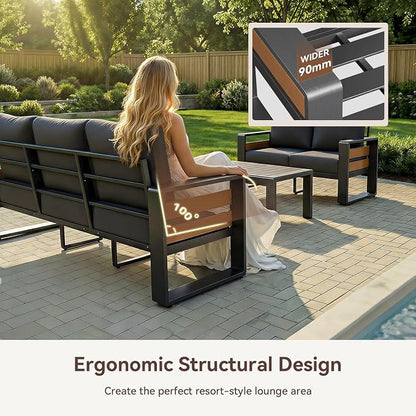 Aoxun Aluminum Patio Furniture Set, 5 Seats Sectional Metal Patio Furniture - Image 5