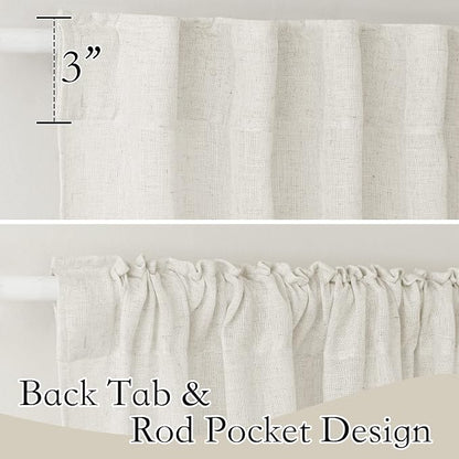 RYB HOME Faux Linen Blended Sheer Curtains, Light Filtering Ariy Vertical - Image 2