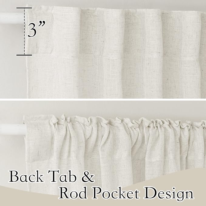 RYB HOME Extra Long Sheer Curtains, Linen Look Elegant Texture Semitransparent - Image 2