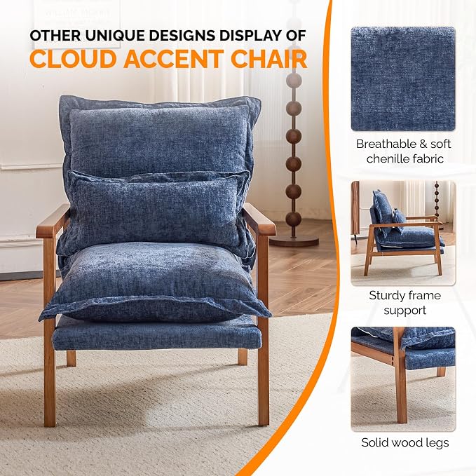 VINGLI Mid-Century Modern Cloud Accent Armchairs set of 2 - Image 5