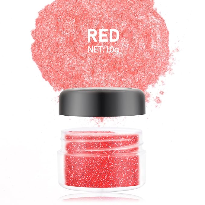 Edible Glitter - 10g Luster Dust Edible Food Grade Coloring Glitter for Cake Decorating, Baking, Drinks - Shimmer Dust Powder, Metallic Color Dusting Powder for Icing, Fondant, Candy, Cookie (Red)