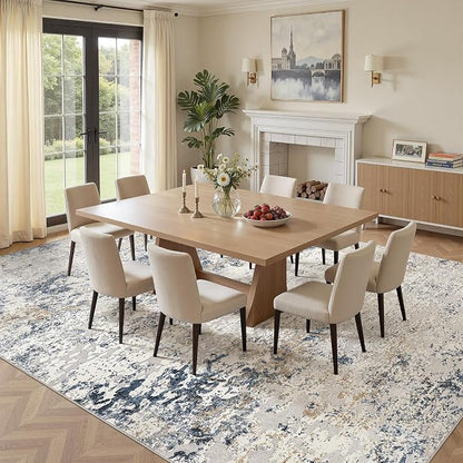DMOYEST Area Rug Living Room Rugs 11x14 Extra Large Beige Blue Carpet | - Image 3